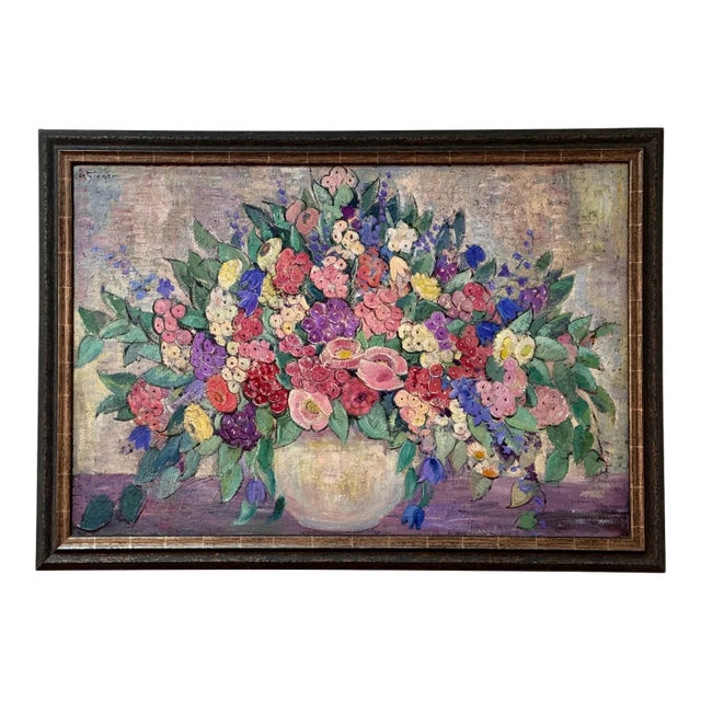 Dorothea Litzinger (American 1889-1925) Large Scale Floral Still Life, Oil on Canvas For Sale