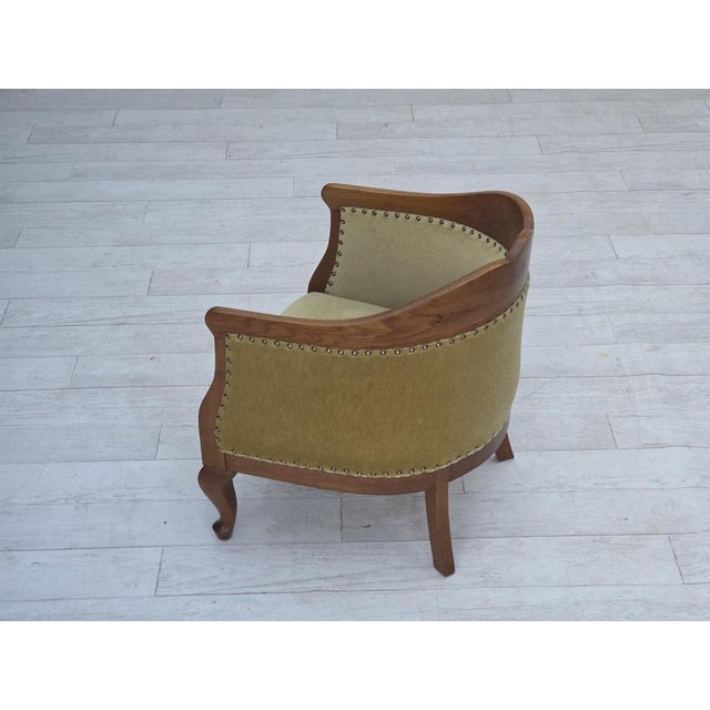 Danish Children's Armchair in Light Green Furniture Velour and Oak, 1950s For Sale - Image 14 of 17