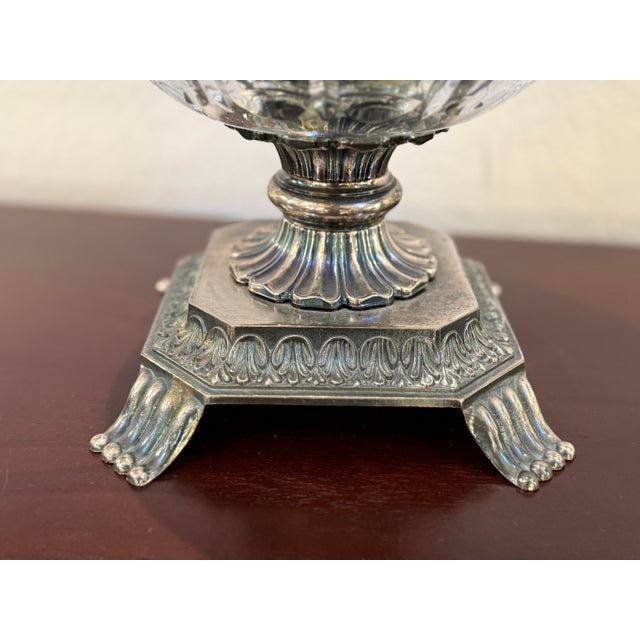 Late 20th Century Cut Glass and Silver-Plate Egg Shaped Vessel For Sale - Image 5 of 12
