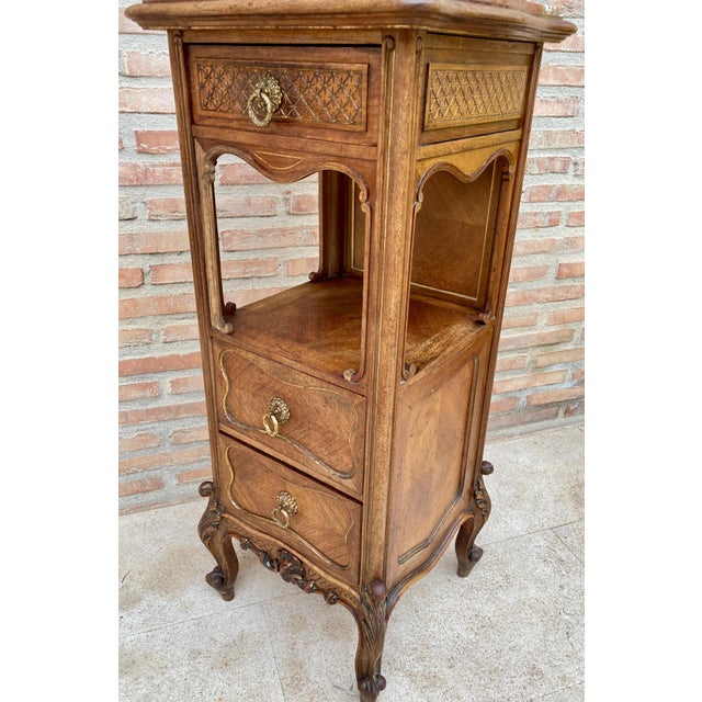 Early 20th Century Louis XVI Style Spanish Nightstands in Wood and Red Marble, 1920s, A Pair For Sale - Image 18 of 18