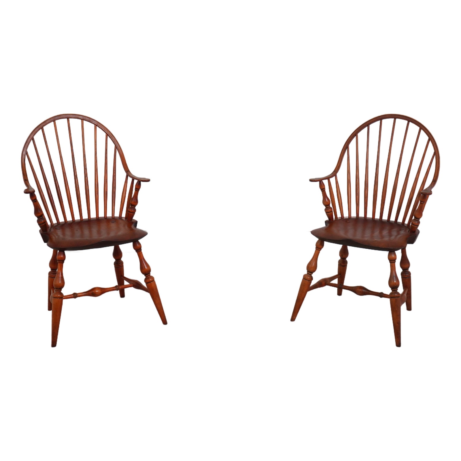 Pair of FWW Mixed Wood Windsor Armchairs | Chairish