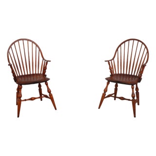 Pair of FWW Mixed Wood Windsor Armchairs For Sale