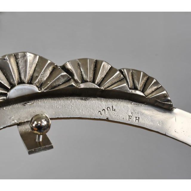 Metal 1930s French Art Deco Flush Mount by Degue & Hubens France - 5 Available For Sale - Image 7 of 9