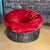 Beautiful Adrian Pearsall sculpted goop resin pod chair with red upholstery.