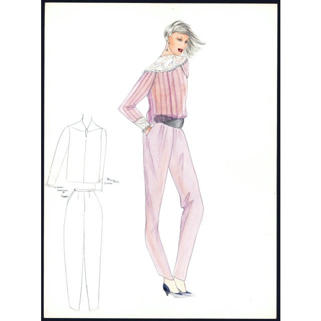 1980s 1980s Collection of 10 Original Gordon Henderson Fashion Drawings For Sale - Image 5 of 11