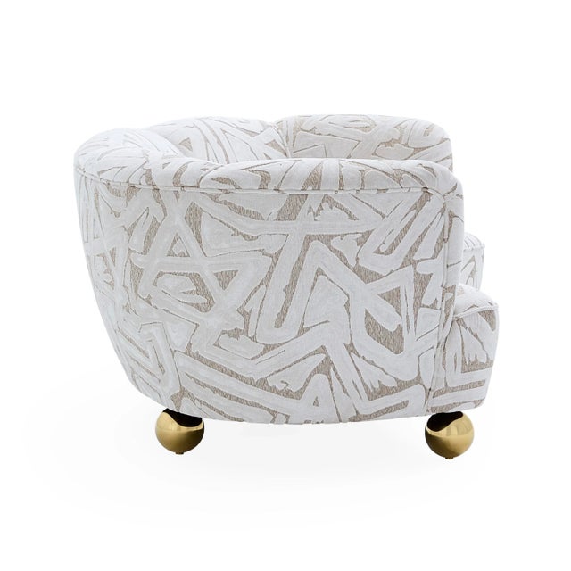 Modern Parker Curved Sofa, Abstract Print For Sale - Image 3 of 6