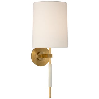 Barbara Barry for Visual Comfort Signature Clout Tail Sconce in Soft Brass with Linen Shade For Sale