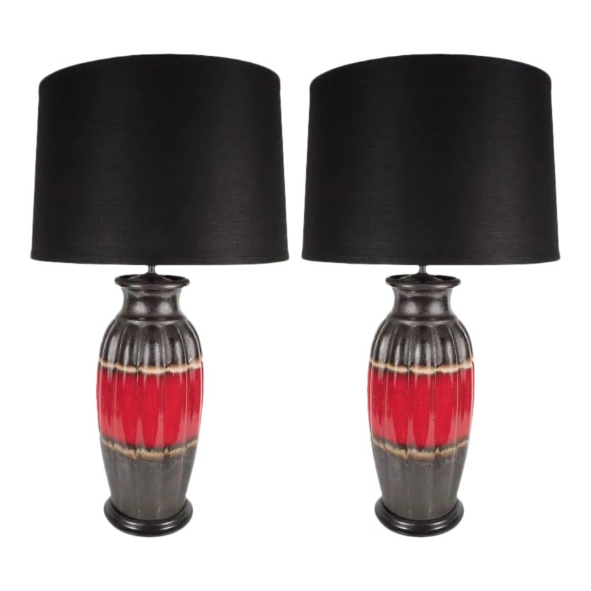 Modernist Decorated Ceramic Table Urn Form Lamps by Lorin Marsh a Pair Chairish