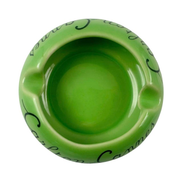 Vintage Carlton Cannes France Hotel Green Ashtray For Sale - Image 9 of 11