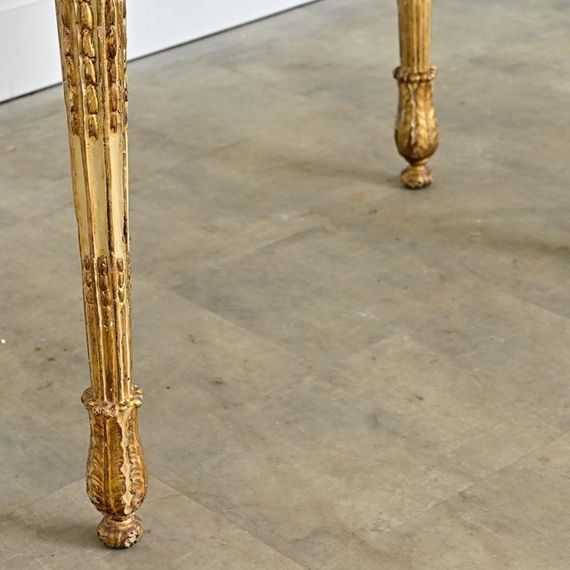 Italian 19th Century Painted and Parcel Gilt Marble Top Console Table For Sale - Image 10 of 13