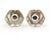 Vintage cabinet or drawer knobs made of clear glass with a hexagon shape and a bullet center. Mounting screws are...