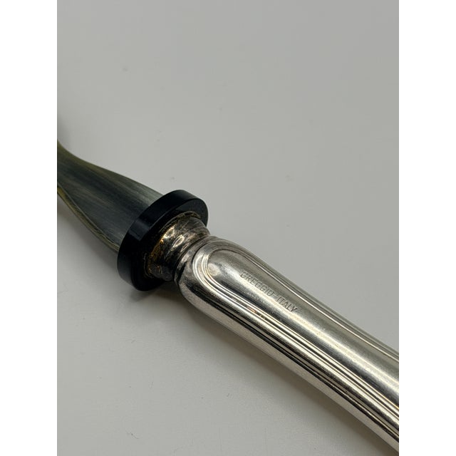 Traditional 1990s Italian Silver & Horn Caviar Serving Spoon – Greggio, Italy For Sale - Image 3 of 5