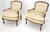 Mid-Century Modern Down Filled Cushions Silk Like Upholstery Carved Legs French Lounge Chairs - A Pair For Sale - Image 3 of 12