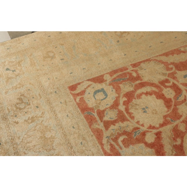 Antique Persian Tabriz in an All Over Beige,Blue,Orange Medallion Pattern For Sale - Image 4 of 7