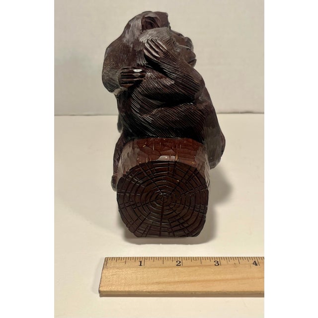1960's Vintage Nikko, Japan Hand-Carved Wooden "Three Wise Monkeys" Figurine For Sale - Image 9 of 9