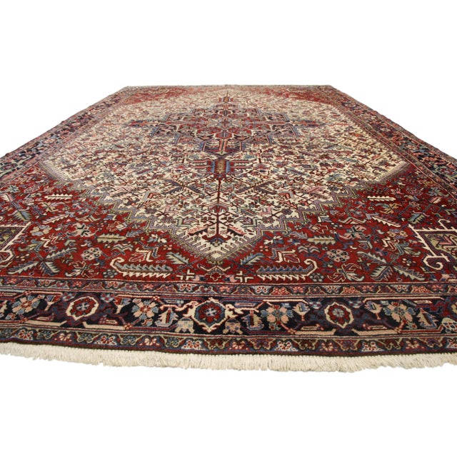 Antique Persian Heriz Rug - 11'05 x 19'00 For Sale - Image 4 of 7
