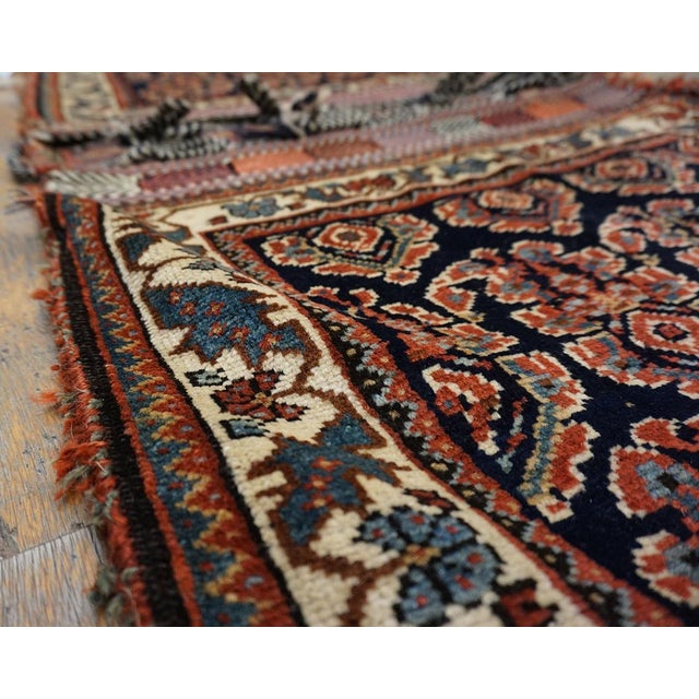 Late 19th Century 1890s Black Medallion Antique S. Persian Afshar Saddle Bag Rug 2' X 4'2" Knotted Pile Wool Carpet For Sale - Image 5 of 6
