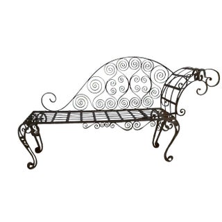 Antique French Hand Forged Scrolled Wrought Iron Chaise Lounge For Sale