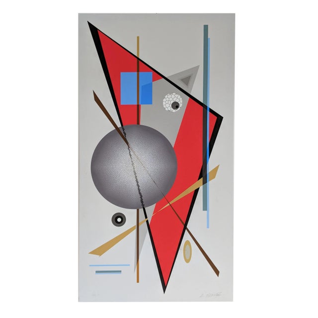 Abstract Serigraph, "Colorscape Red" by Atsuko Okamoto For Sale