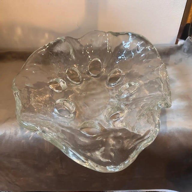 1970s Modernist Clear Murano Glass Oval Italian Centerpiece For Sale - Image 6 of 12
