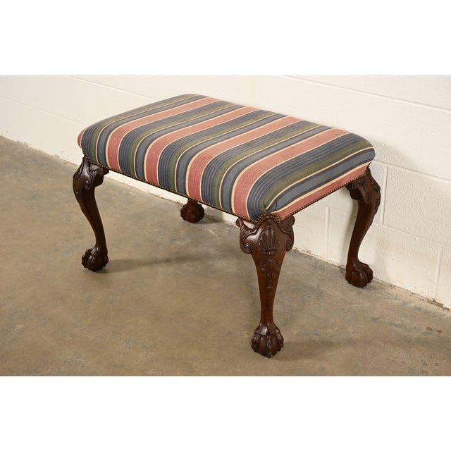 Baker Furniture Historic Charleston Chippendale Carved Mahogany Stool or Ottoman For Sale - Image 11 of 11