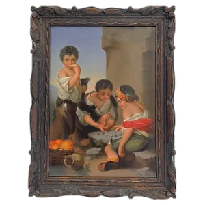 Small German Porcelain Plaque After a 17th Century Painting of Murillo