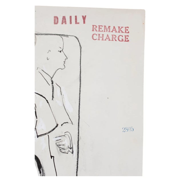 Paper 1960 Mid-Century Fashion Advertising Sketch — Original Graphite & Ink Illustration For Sale - Image 7 of 7