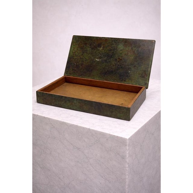 A refined swedish art deco patinated bronze lidded box, attributed to gab (guldsmedsaktiebolaget), one of sweden’s most...