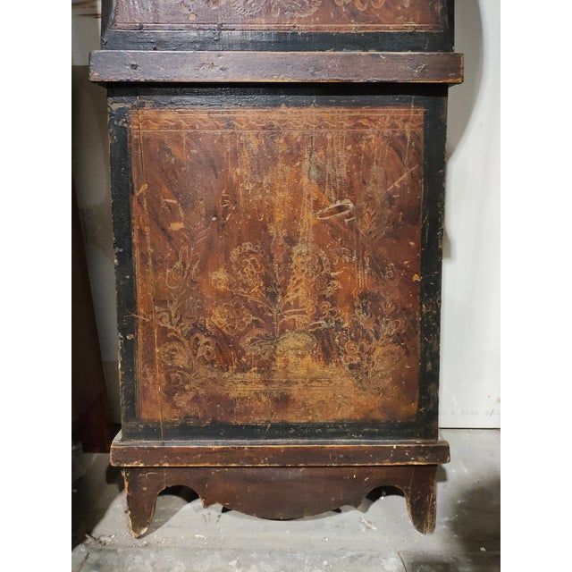 19th Century 19th Century French Provincial Comtoise Tall Case Clock With Brass Repoussé Dial & Lyre Pendulum For Sale - Image 5 of 8