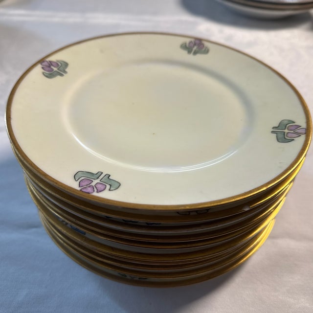 Antique J&c Bavaria 1898-1923 "Art Nouveau" Hand Painted Plates. Each Plate Different - Set of 10 For Sale - Image 13 of 13