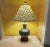 English 1990s Small Dark Green Porcelain Table Lamp Accented With Gold and Lilac Purple For Sale - Image 3 of 12