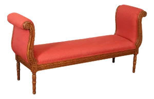 Stanford Furniture French Louis XVI Style Carved Walnut Window Bench