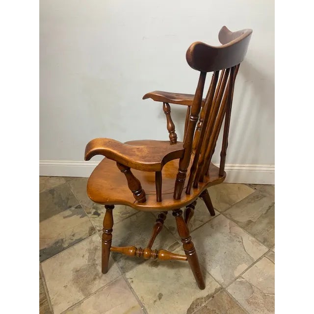 American 1970s Vintage Sprague and Carlton Wooden Windsor Master Chair For Sale - Image 3 of 8