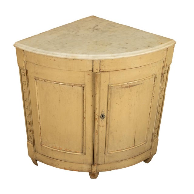 Antique 18thC Swedish Painted Gustavian Marble Top Corner Cupboard Cabinet 1780 For Sale - Image 10 of 14