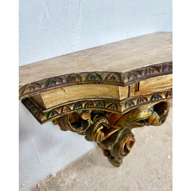 Pair of Italian Polychromed Wall Pedestals With Marble Tops, Mid-20th Century For Sale - Image 14 of 14