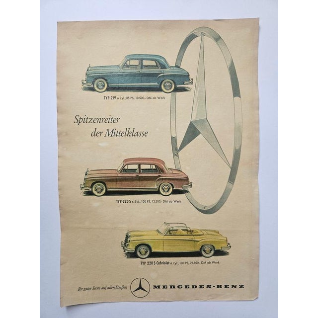 Art Deco Mercedes Benz Automobile Advertising Poster, 1930s For Sale - Image 3 of 9