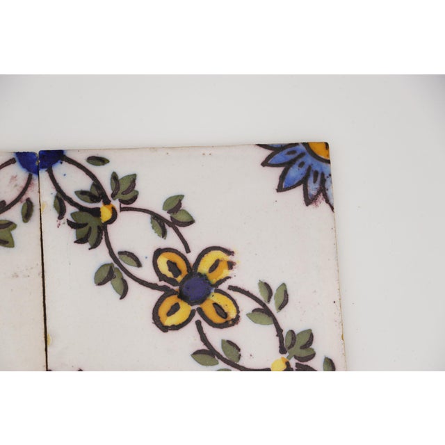 19th Century Set of Four Floral Tiles, Portuguese Baroque For Sale - Image 10 of 15