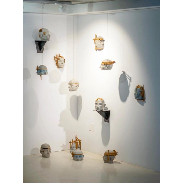 Architectural Head Sculpture with Chromatic Strata Project 20, 2025, Painted Cement For Sale - Image 11 of 12