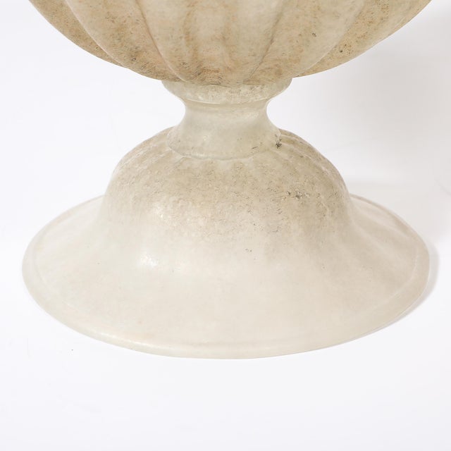Glass Mid-Century Hand-Blown Murano Fluted & Footed Scavo Glass Centerpiece Bowl For Sale - Image 7 of 11