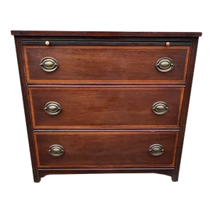 Antique Victorian Style Mahogany Inlaid Bachelor’s Chest of Drawers.