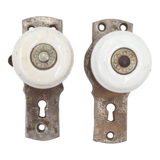 Antique Gilbert Patent Lever Door Knob Set For Sale