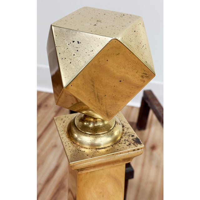 Brass Antique Brass and Cast Iron Andirons or Chenets, a Pair For Sale - Image 8 of 10