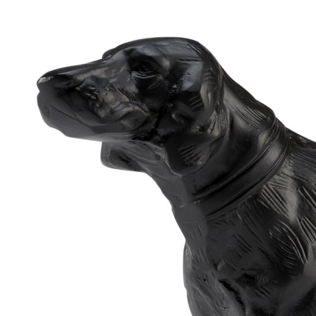 Matte black dog for the dog lovers and hunting outdoor enthusiast. 9.3h x 11.5w x 2.5d