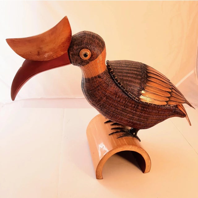Vintage Mid Century Toucan Bird Wicker Figural Basket For Sale - Image 13 of 13