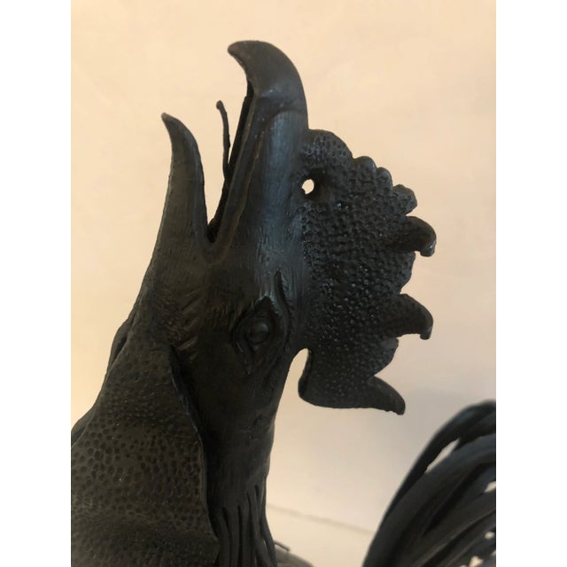 1930s Hand Forged Iron Rooster Sculptures -A Pair For Sale - Image 5 of 12
