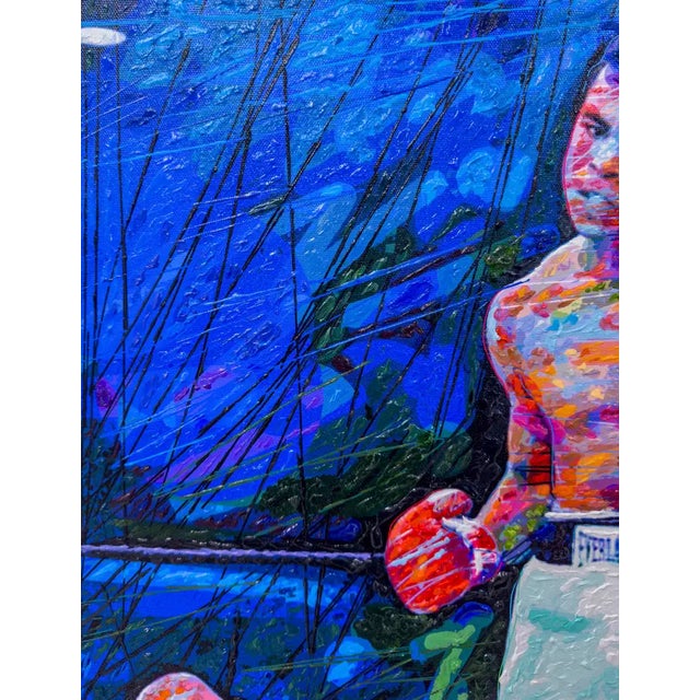 David Lloyd Glover Original Mixed Media Painting of Muhammed Ali vs Sonny Liston 2000's For Sale In New York - Image 6 of 11