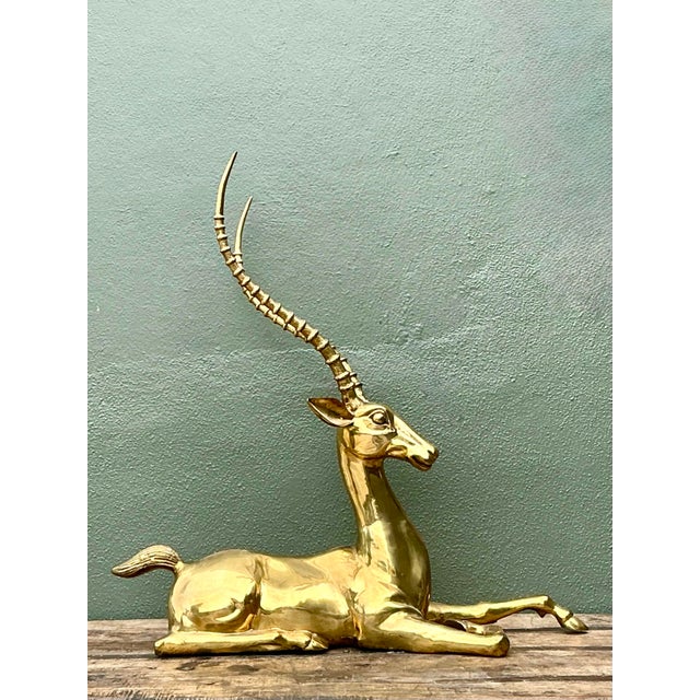 Vintage Monumental Brass Gazelle For Sale - Image 9 of 12