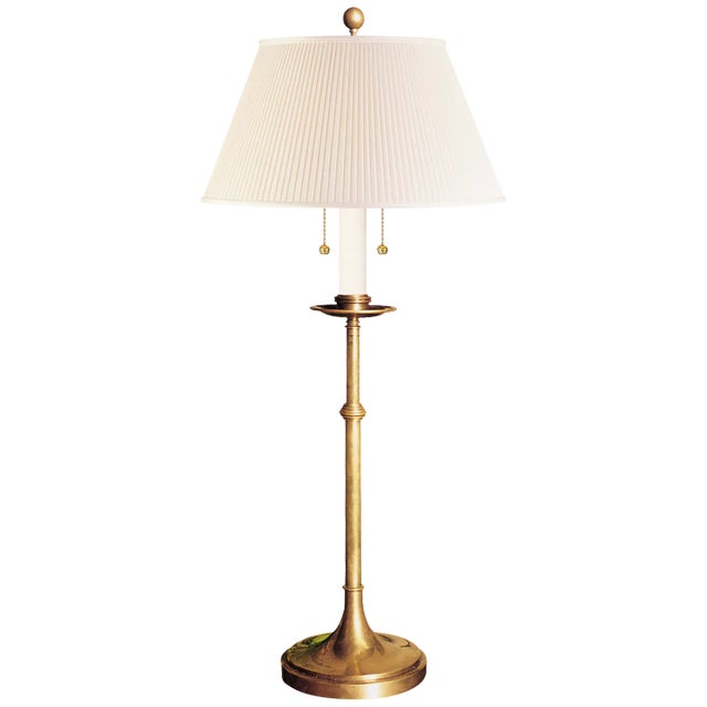 Dorchester Club Table Lamp in Antique-Burnished Brass with Silk Shade Designer: Chapman & Myers Height: 22" - 32" Shade...