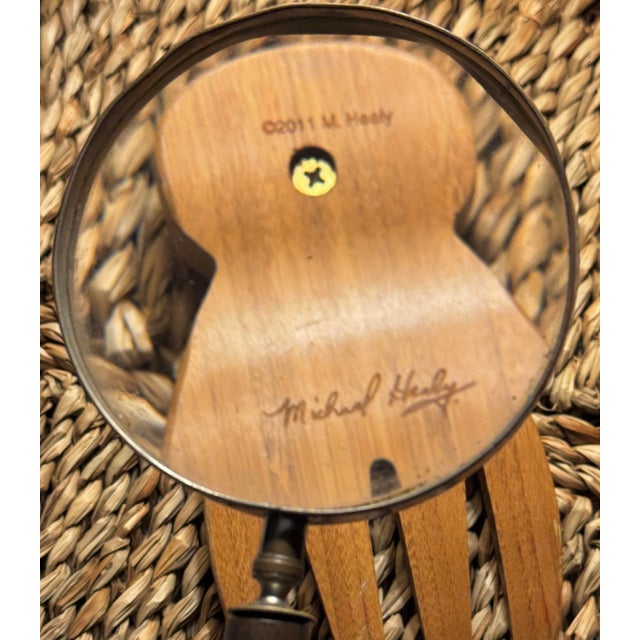 Signed Michael Healy ©2011 bamboo salad hands with bronze “Grape Cluster” finials. Canadian-sourced and rarely seen,...