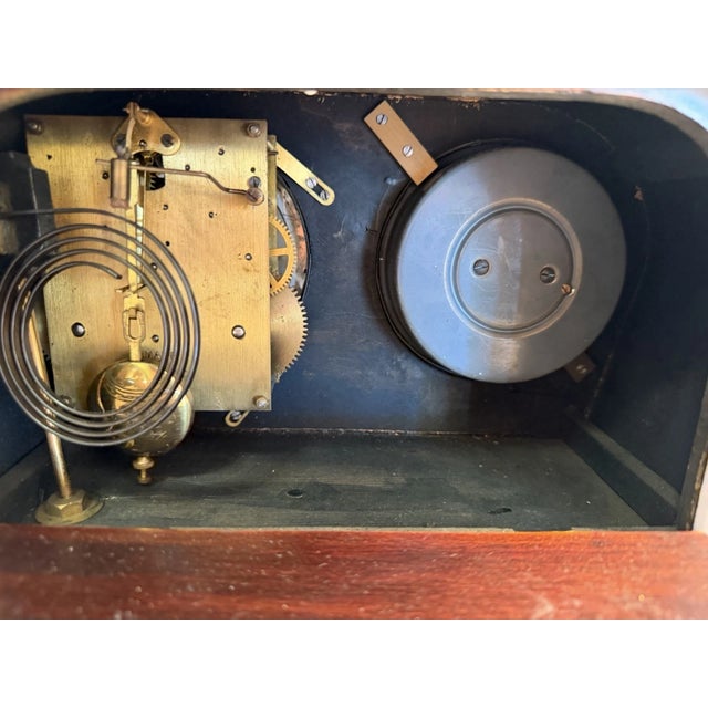 Antique Edwardian English Mantel Clock Barometer Duo For Sale - Image 4 of 13